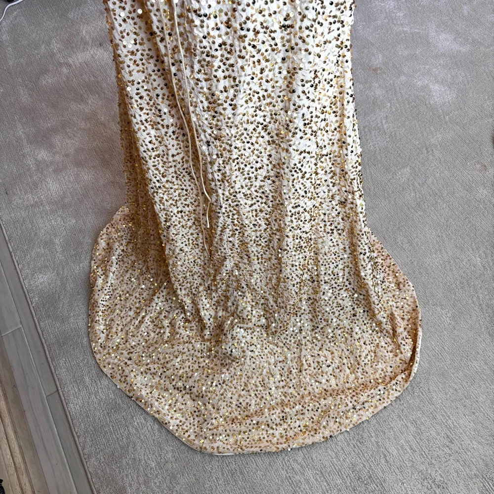 NEW, Gold Sequins Dress, Gold Dress, Prom Dress, NWOT, Size L - Picture 7 of 11